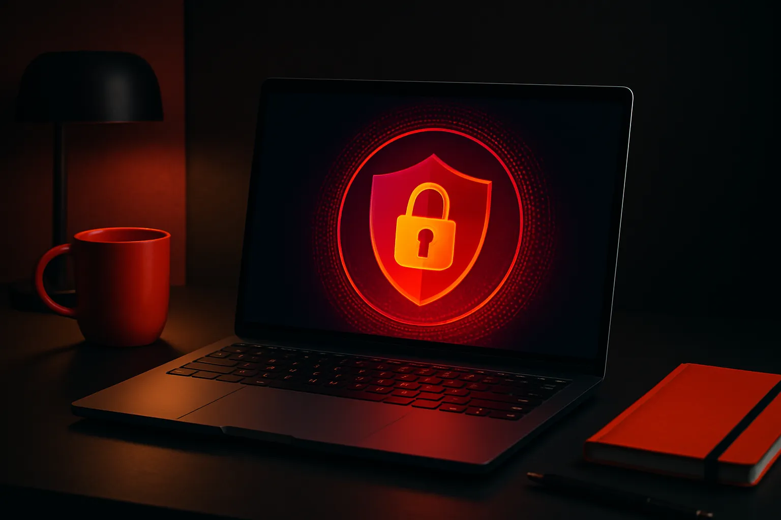 Symbol ochrony danych osobowych na ekranie laptopa