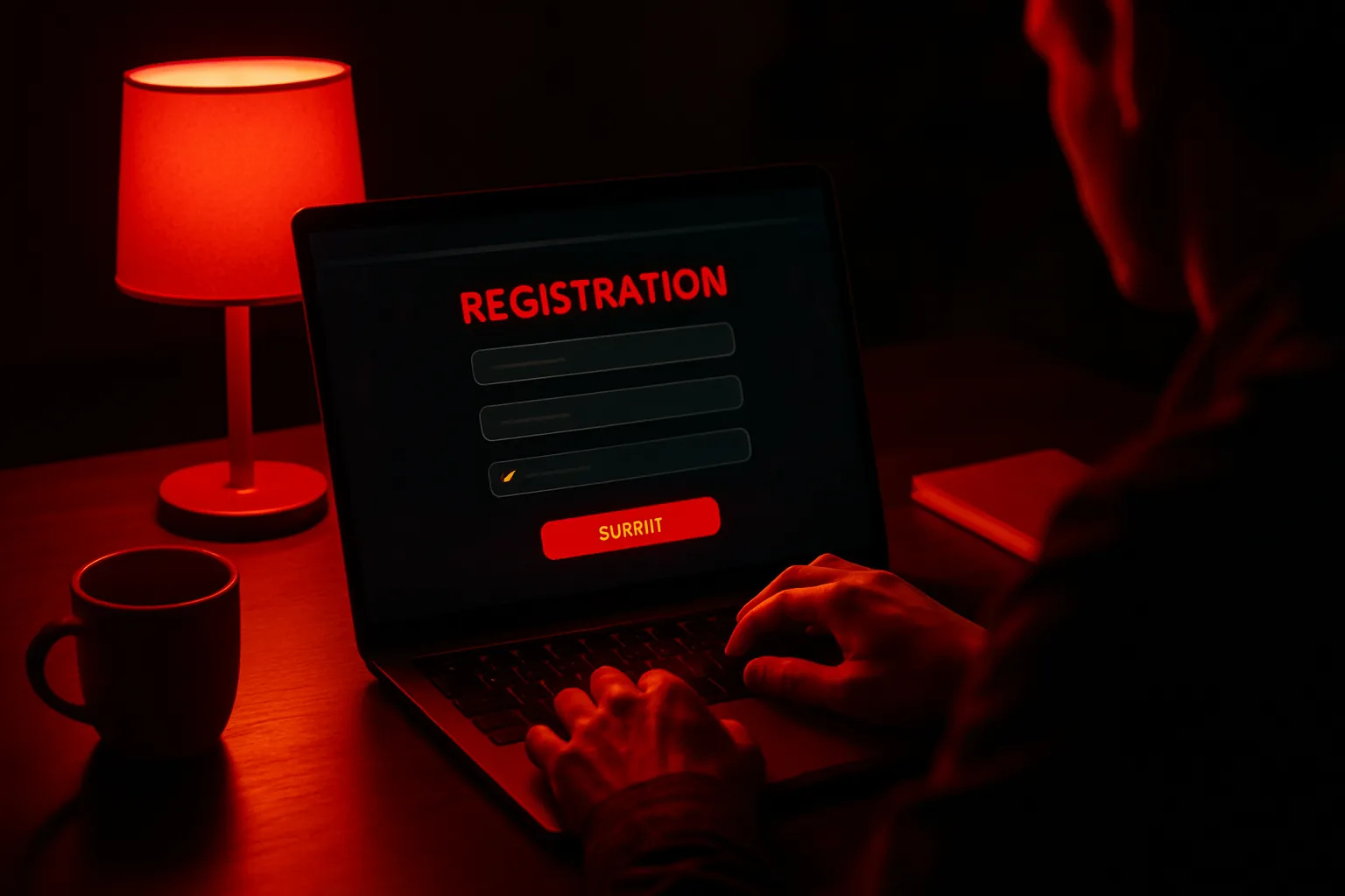 Formularz rejestracji nowego konta w Vavada Casino na ekranie laptopa